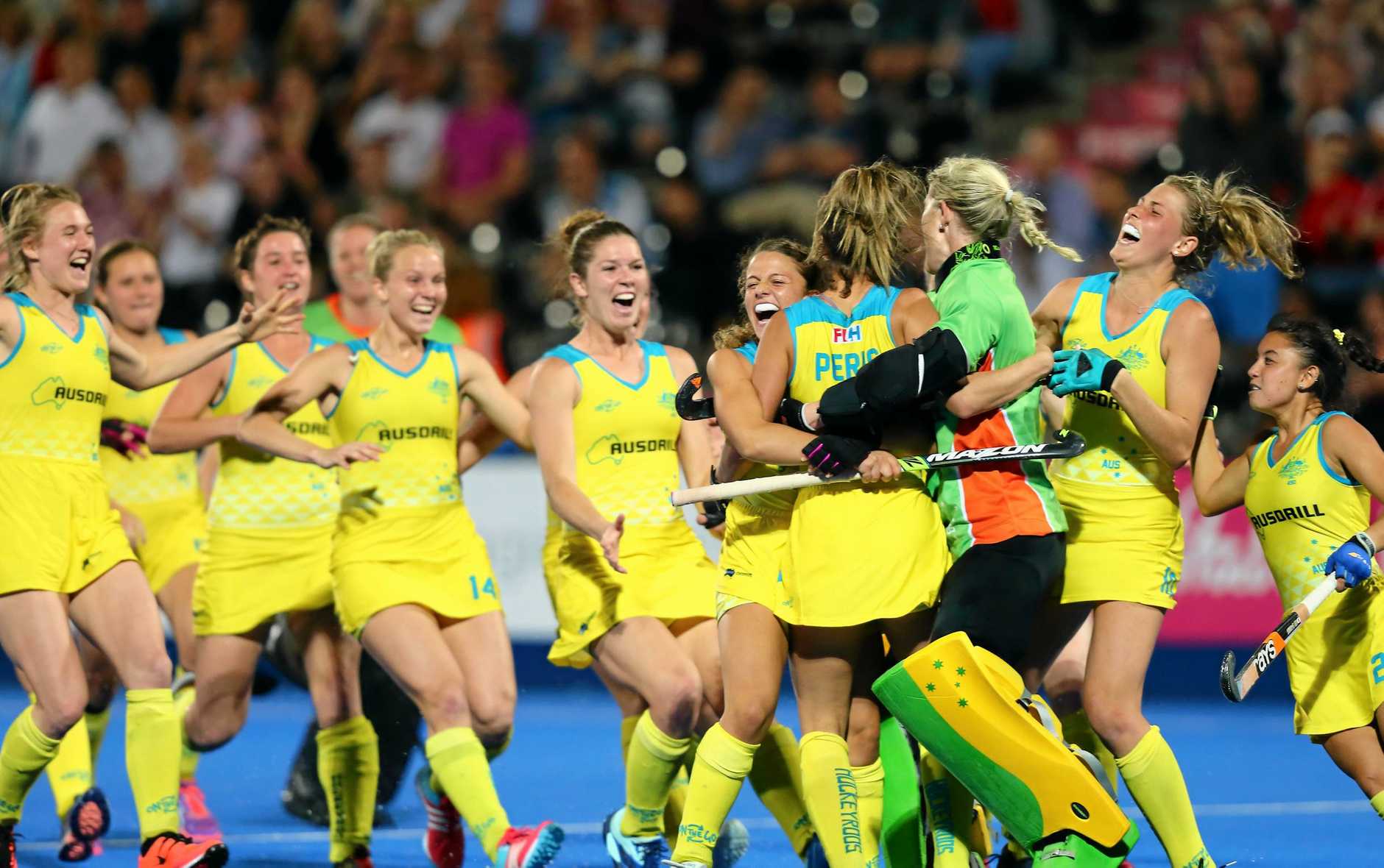 Hockeyroos celebrate victory, exciting fans for Hockey World Cup Amsterdam Wavre 2026.